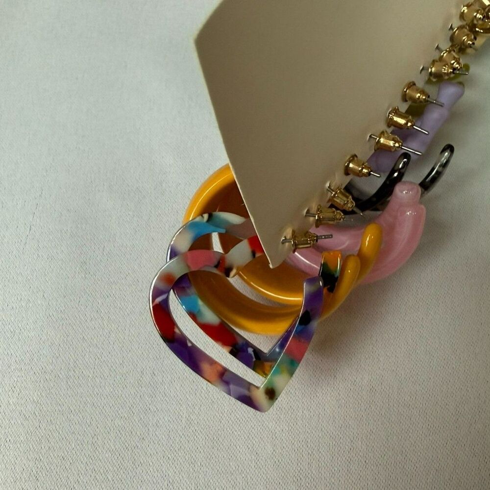 39 Pairs Acrylic Colorful Chunky Earrings - Picture 6 of 6